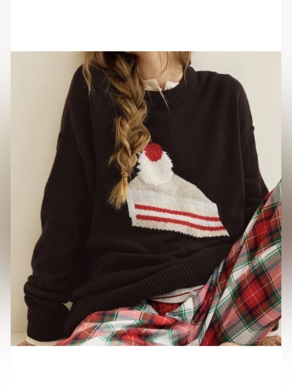 Aerie Softest Luxe Crew Sweater BROWN Small NWT